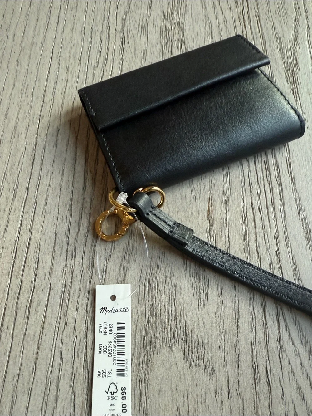 Madewell Black Leather Wristlet Card Holder